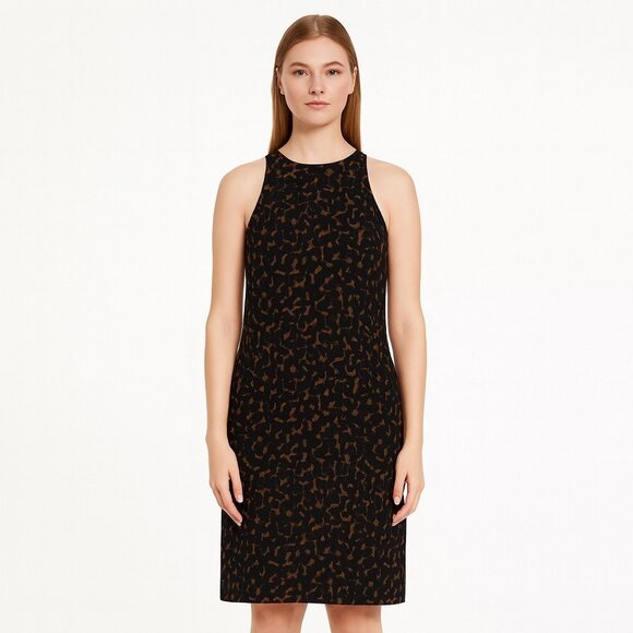 Theory Womens Size 14 Dark Brown Multi Tortoise Crepe Dress NEW - Picture 1 of 2